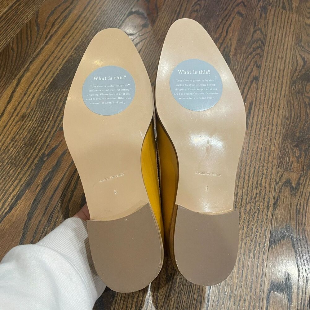 NWOT EVERLANE The Modern Pointed Toe Loafer Tan Mustard Yellow Leather - Picture 8 of 9